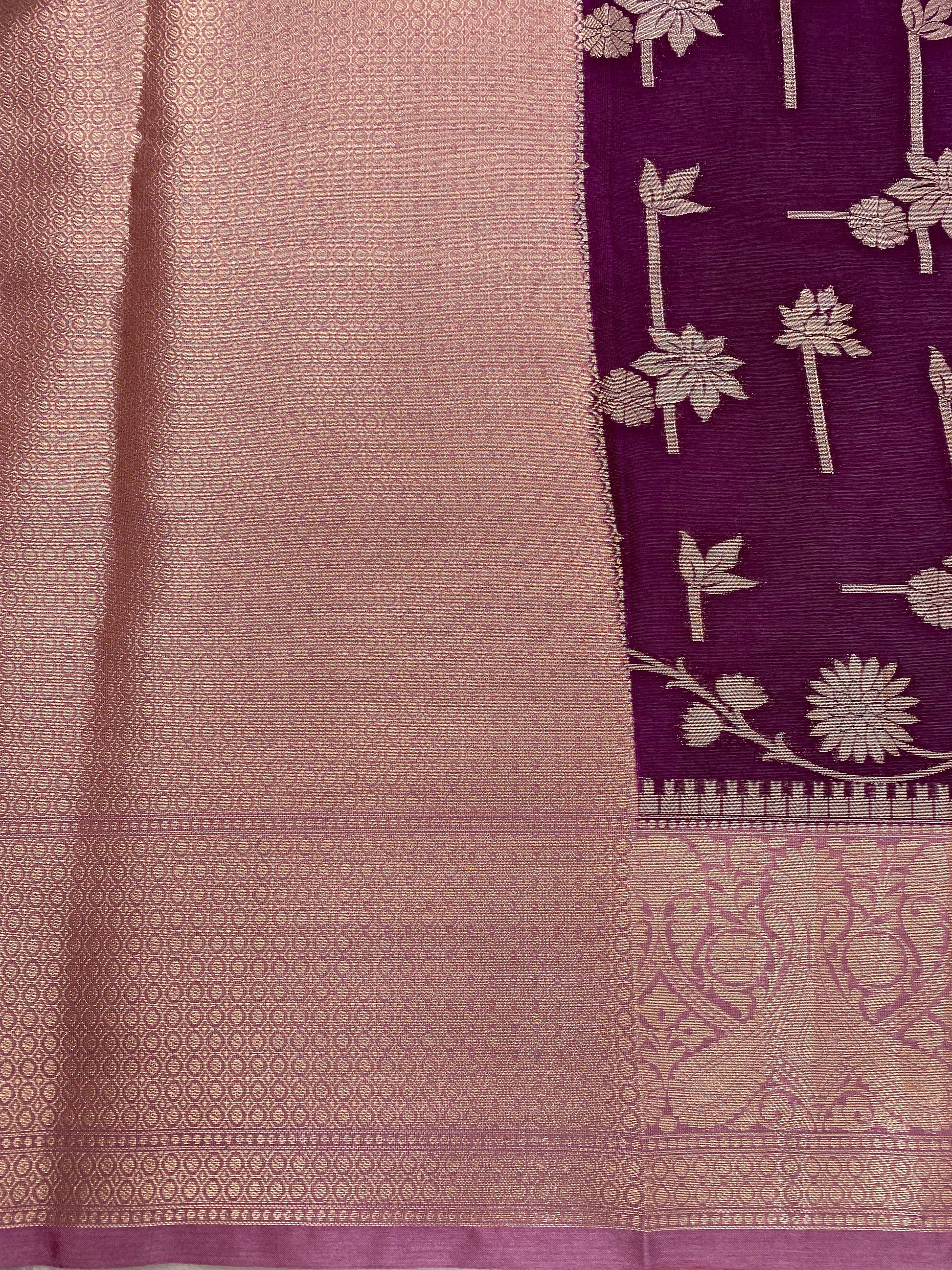 Magenta Crepe Silk Banarasi Saree