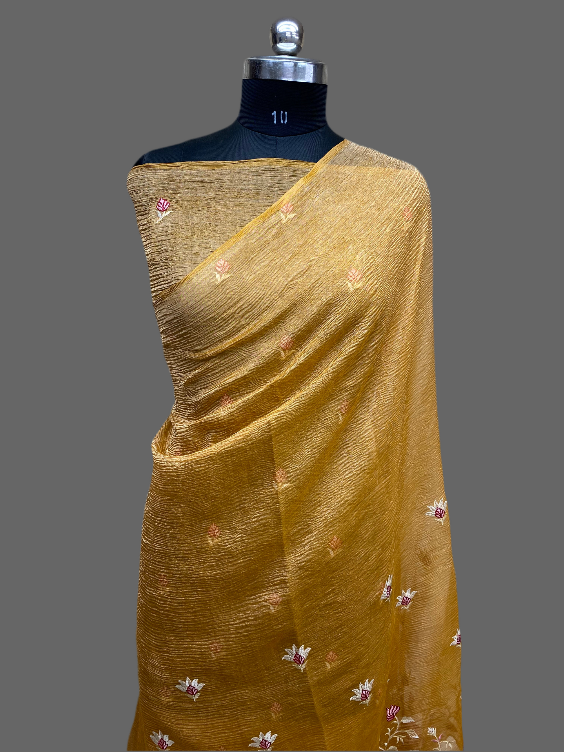 Pure Tissue Silk with hand cutwork Embroidery Banarasi Saree