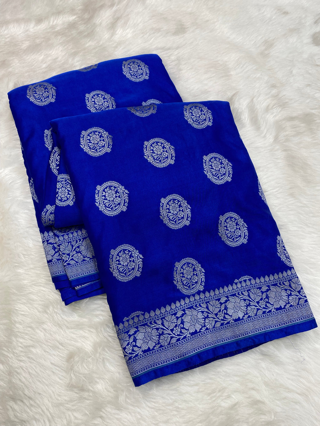 Royal Blue Mashru Silk Banarasi Saree