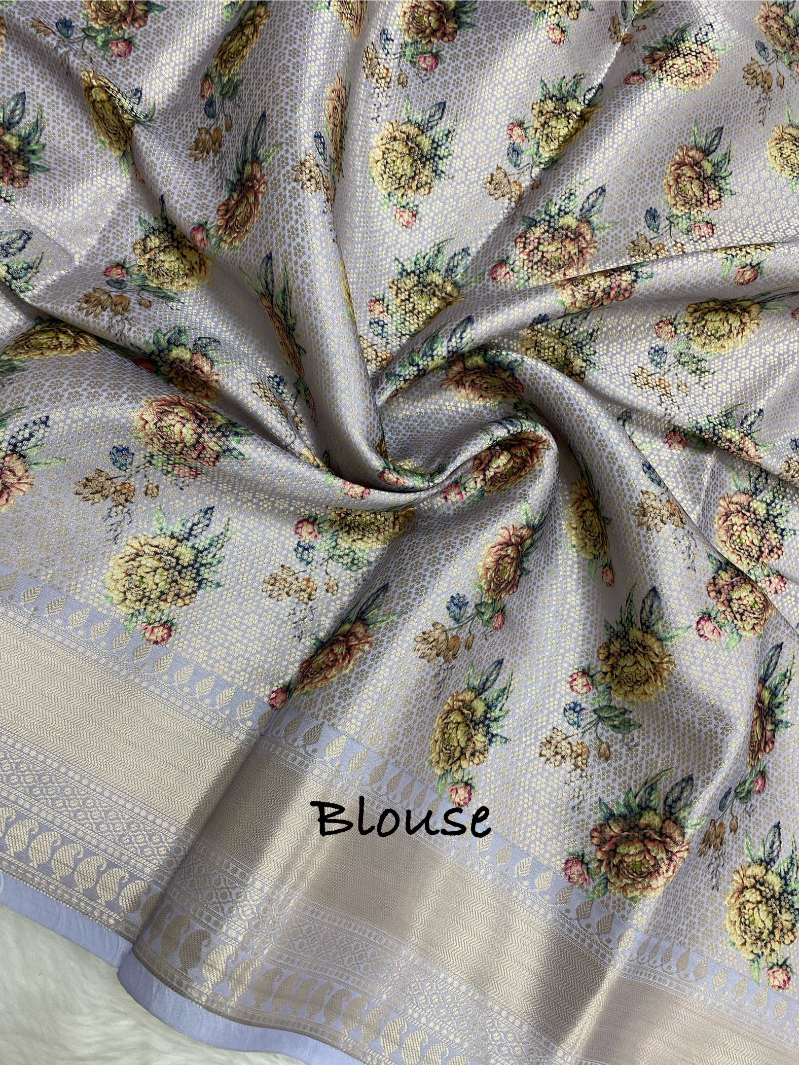 Semi silk digital print Banarasi saree