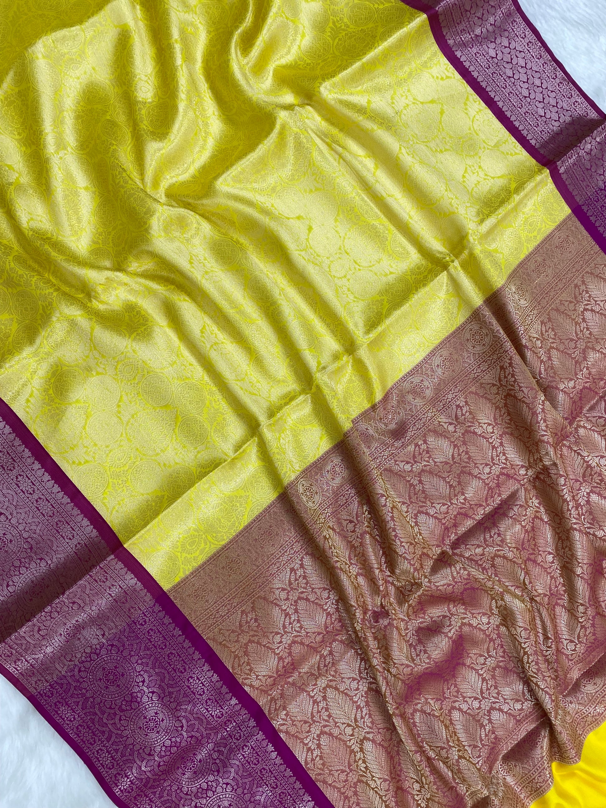 Yellow Tissue Silk Banarasi Saree