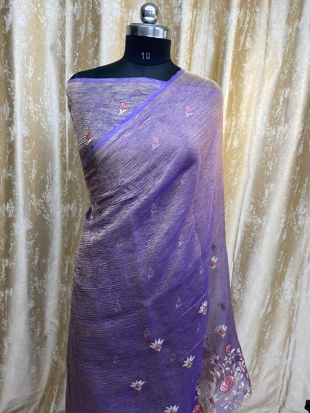 Pure Tissue Silk with hand cutwork Embroidery Banarasi Saree