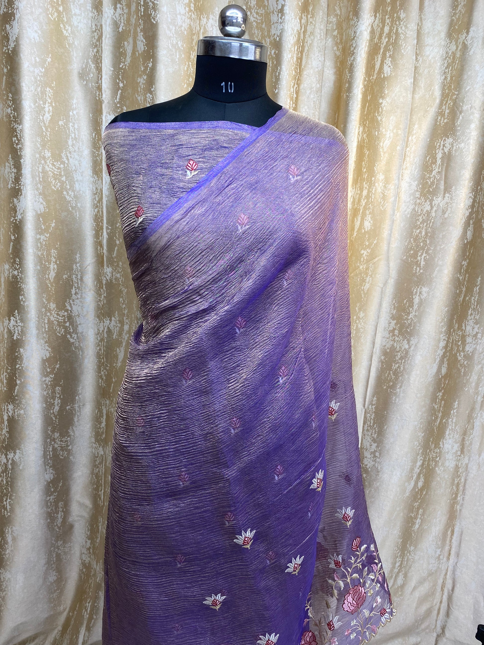 Pure Tissue Silk with hand cutwork Embroidery Banarasi Saree