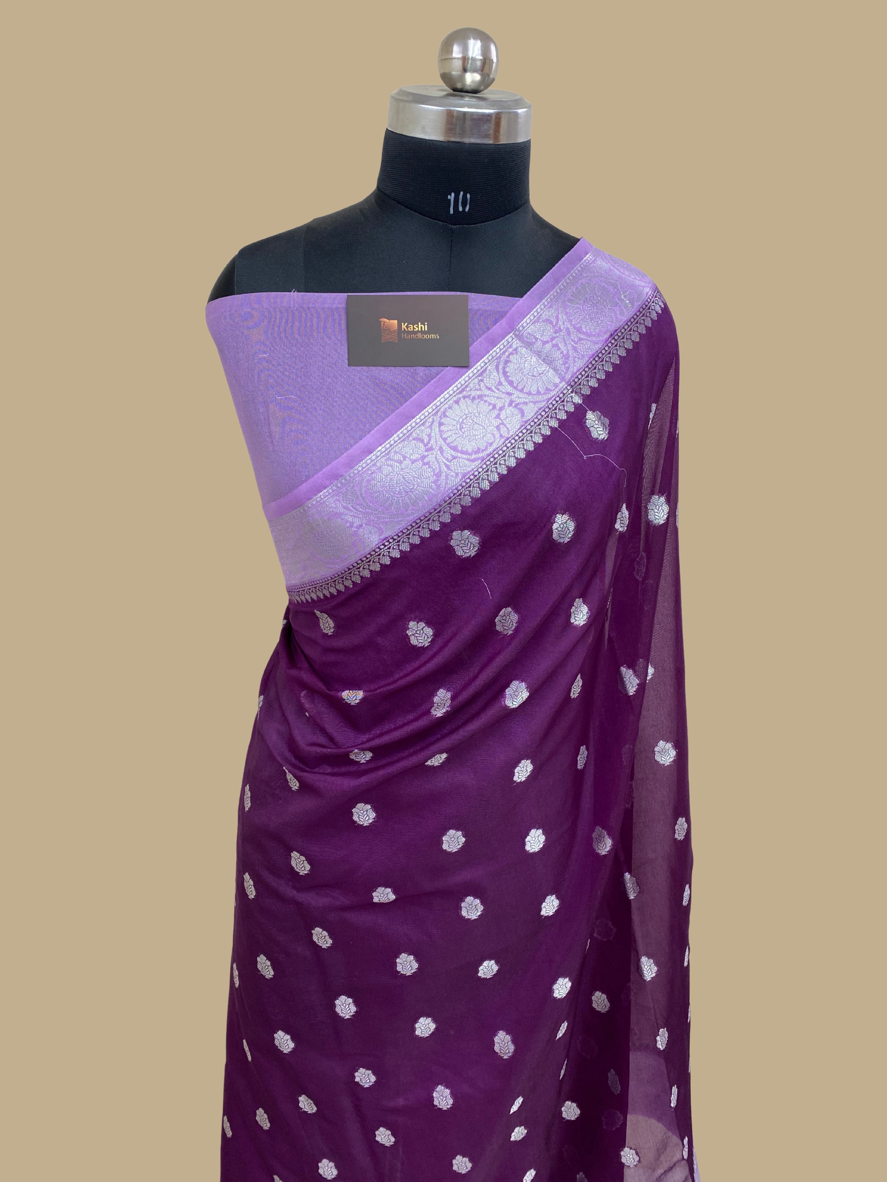 Wine Georgette silk Banarasi saree