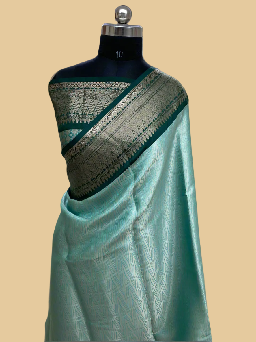 Aqua Blue Brocade Tissue Silk Banarasi Saree