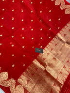 100% Pure Organza Red Color Handloom kaduwa Banarasi Saree
