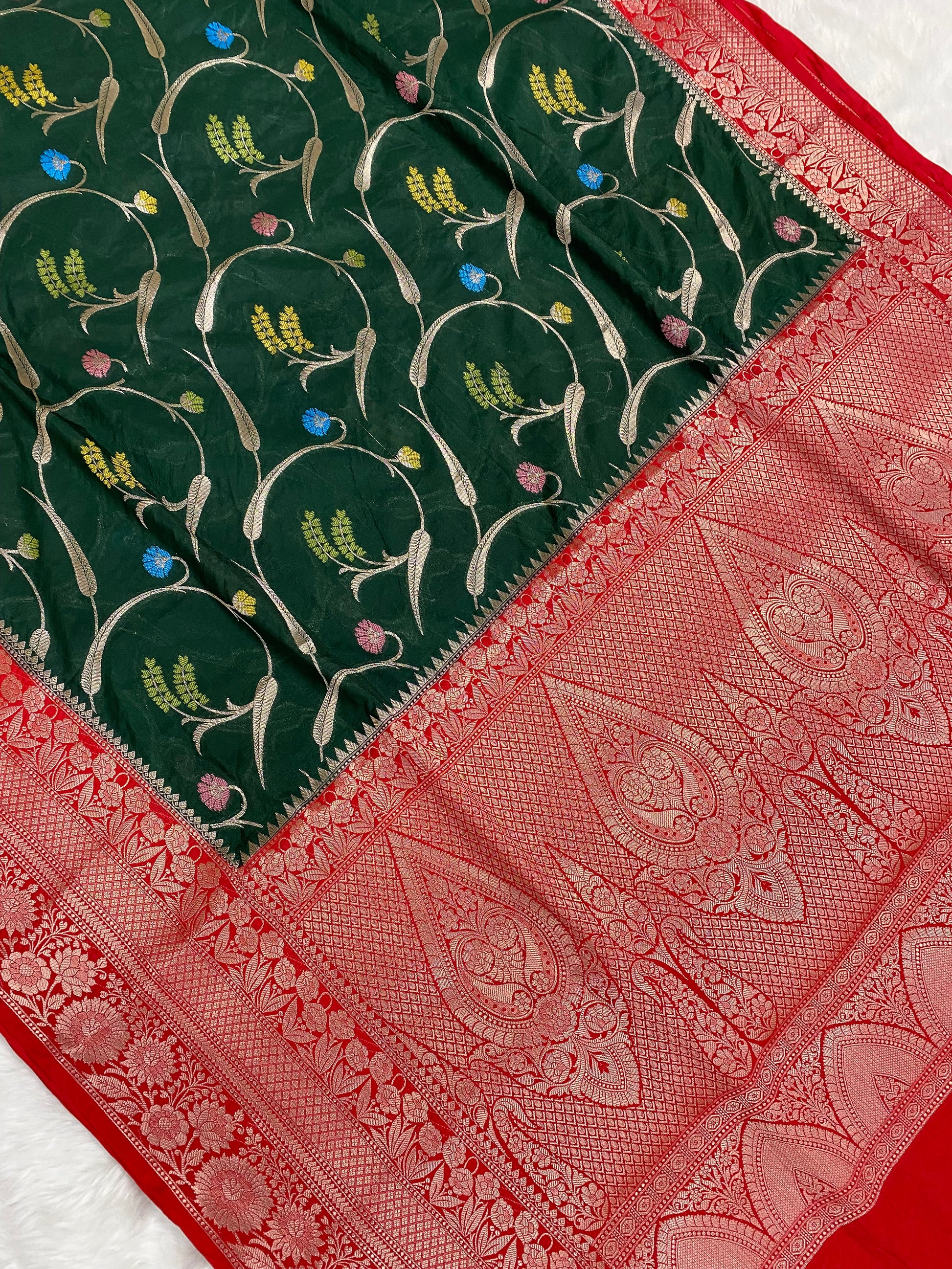 Green Katan Silk Banarasi Saree