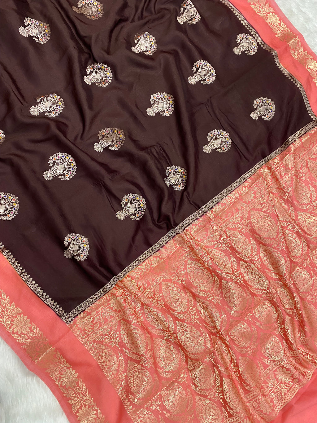 Wine Mango silk cotton Banarasi Saree