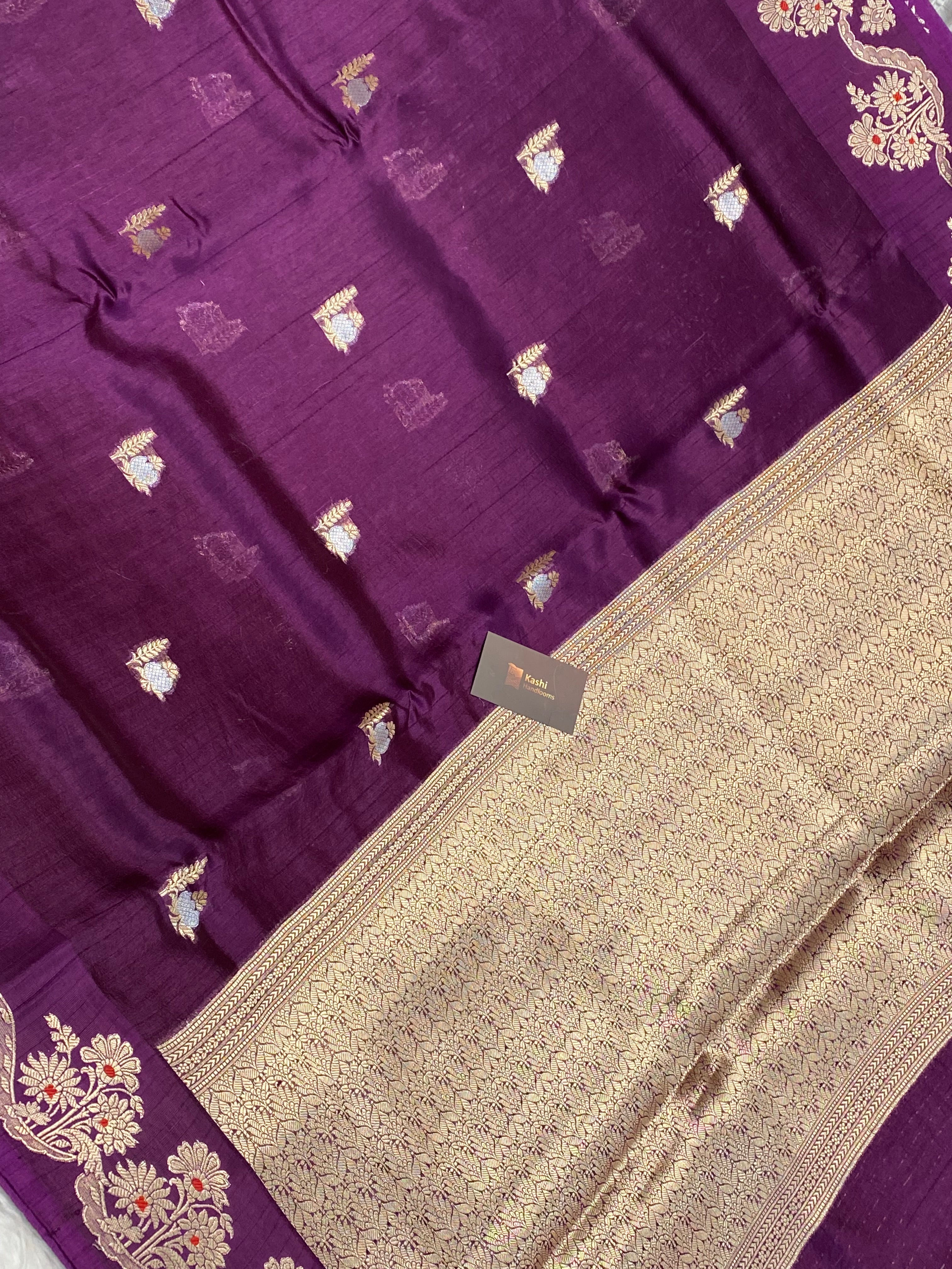 100% pure viscose Magenta Color Banarasi Saree