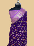 Purple Monga Silk Banarasi Saree