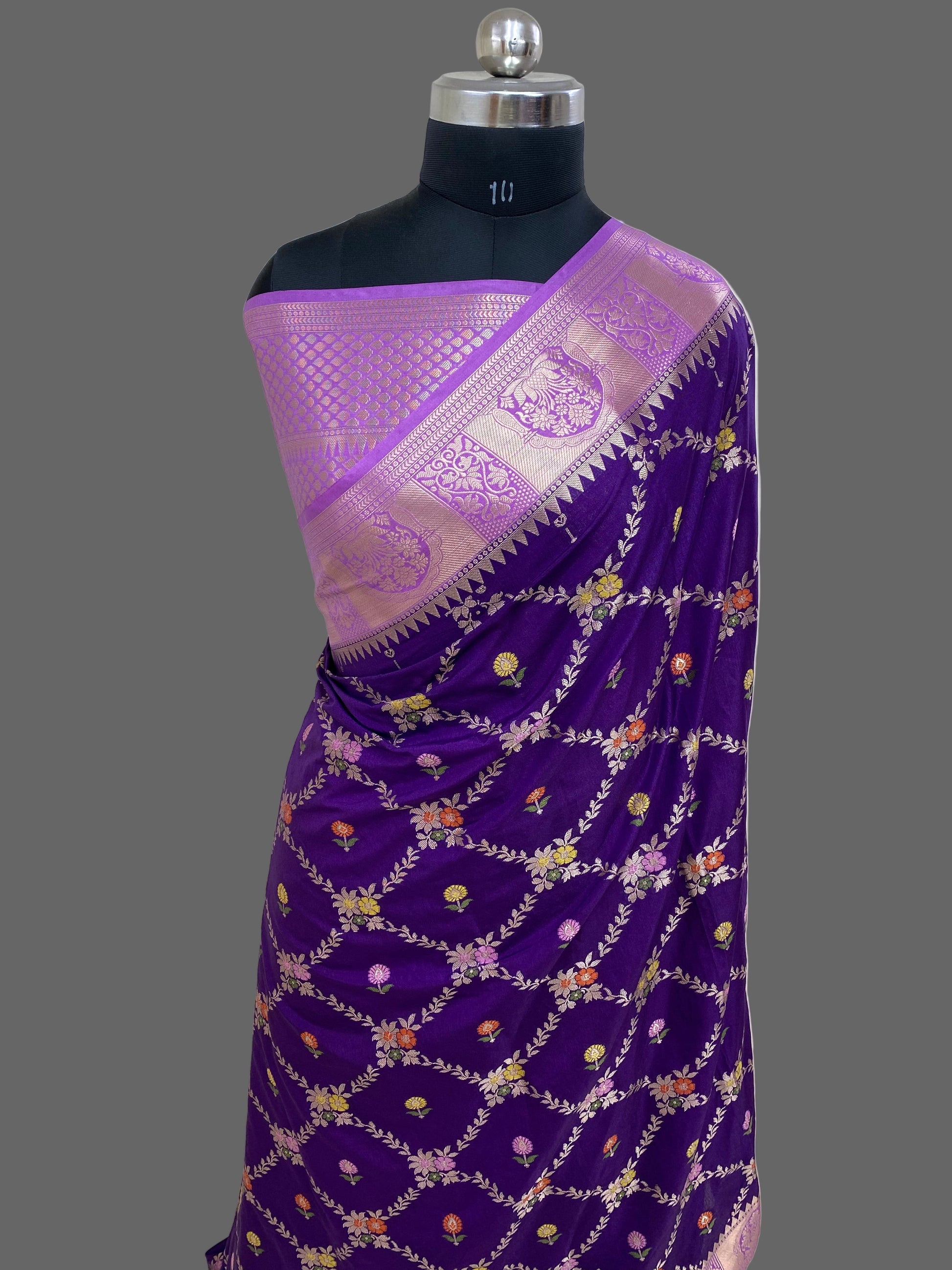 Purple Katan Silk Banarasi Saree