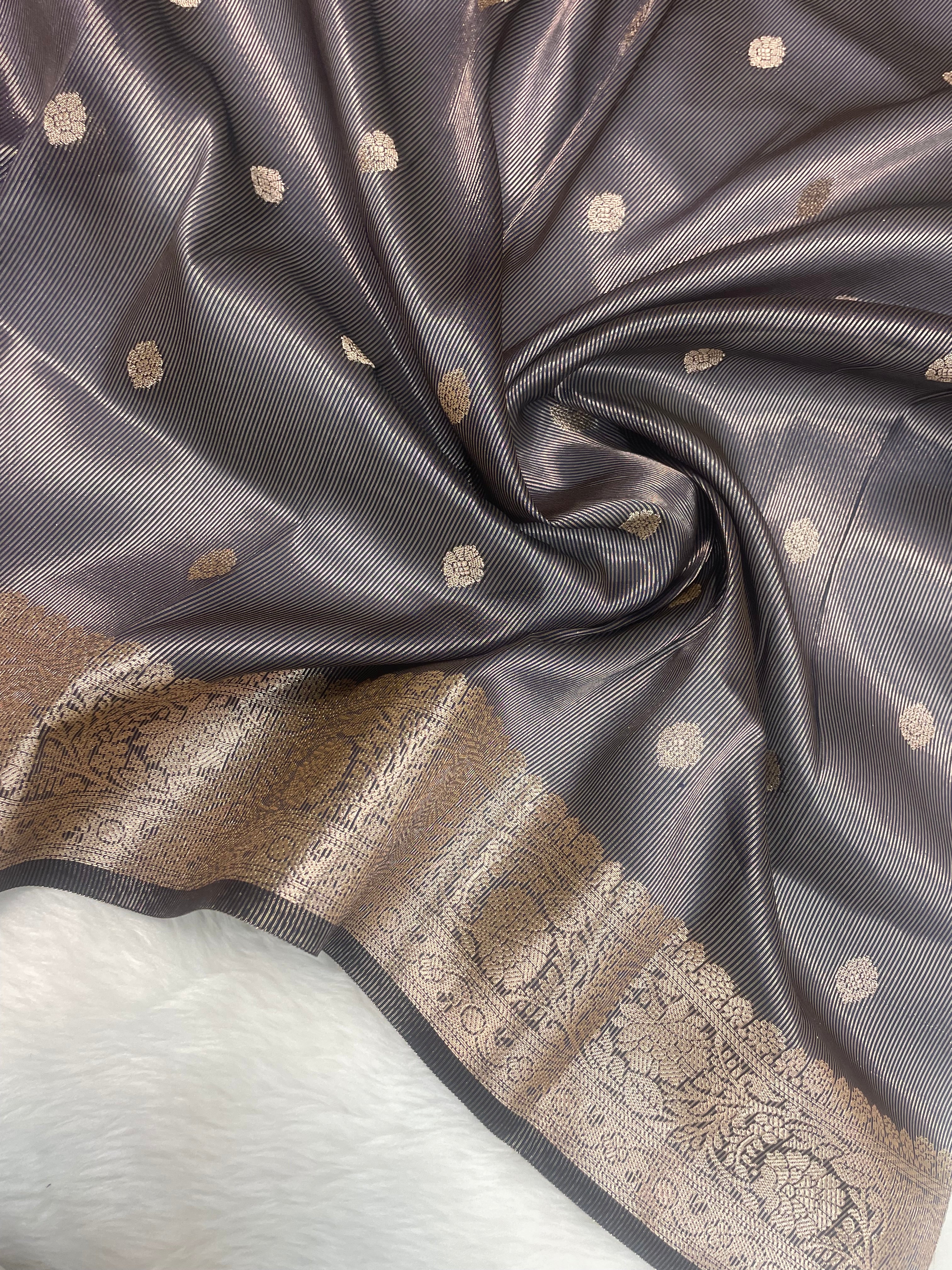 Navy blue chiniya silk banarasi saree