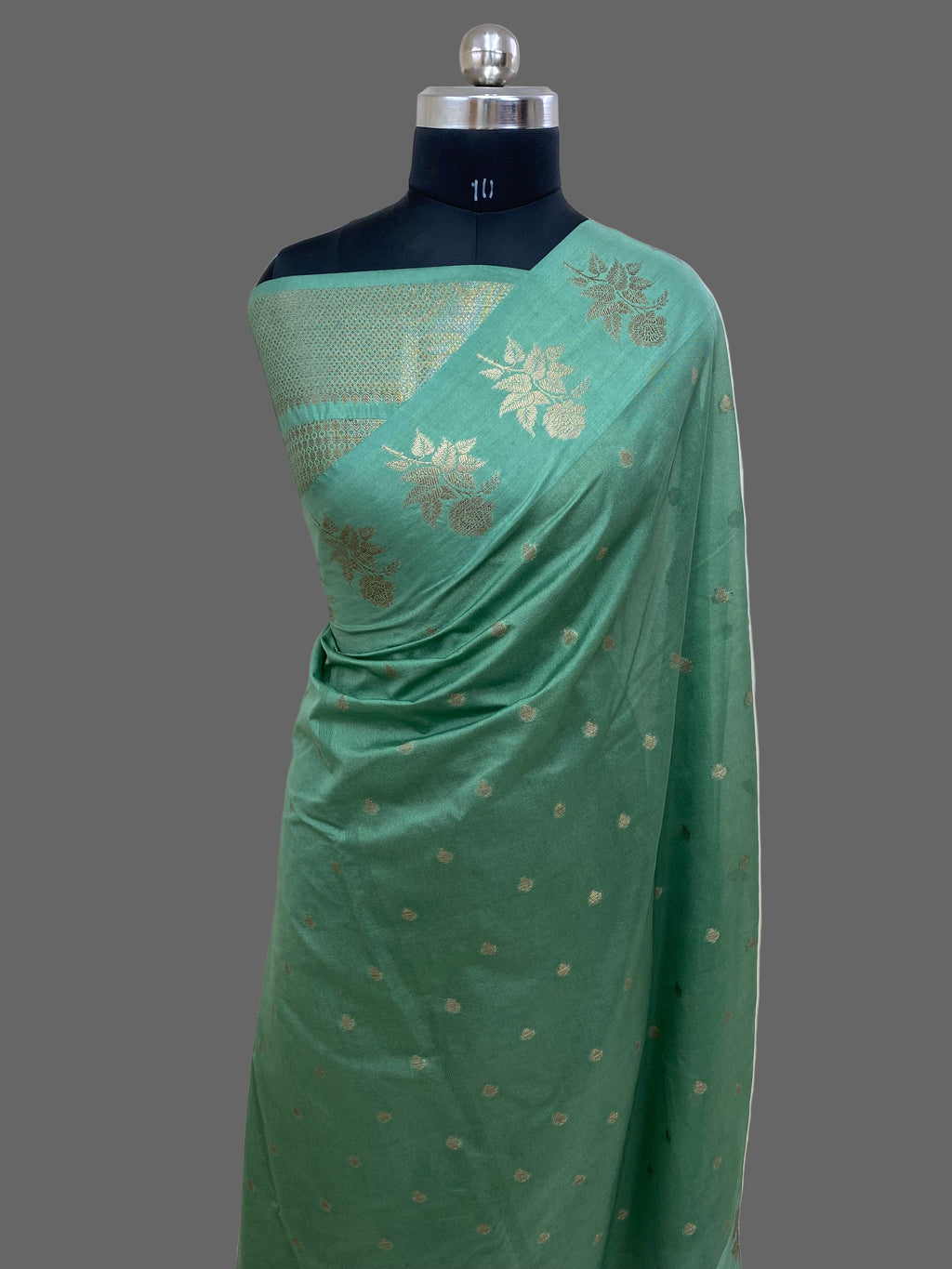 Sea Green Semi Georgette Banarasi Saree