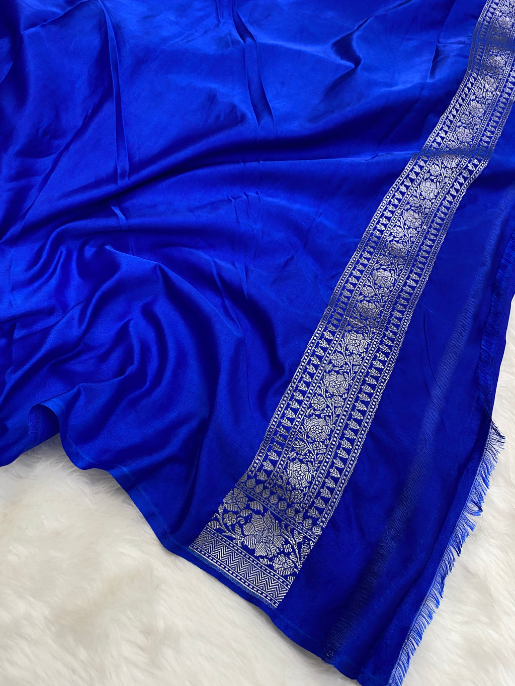Royal Blue Mashru Silk Banarasi Saree