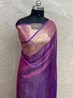 Purple Dhoop Chaw Premium Tissue Silk Banarasi Saree