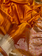 Musturd colour mashru silk banarasi saree