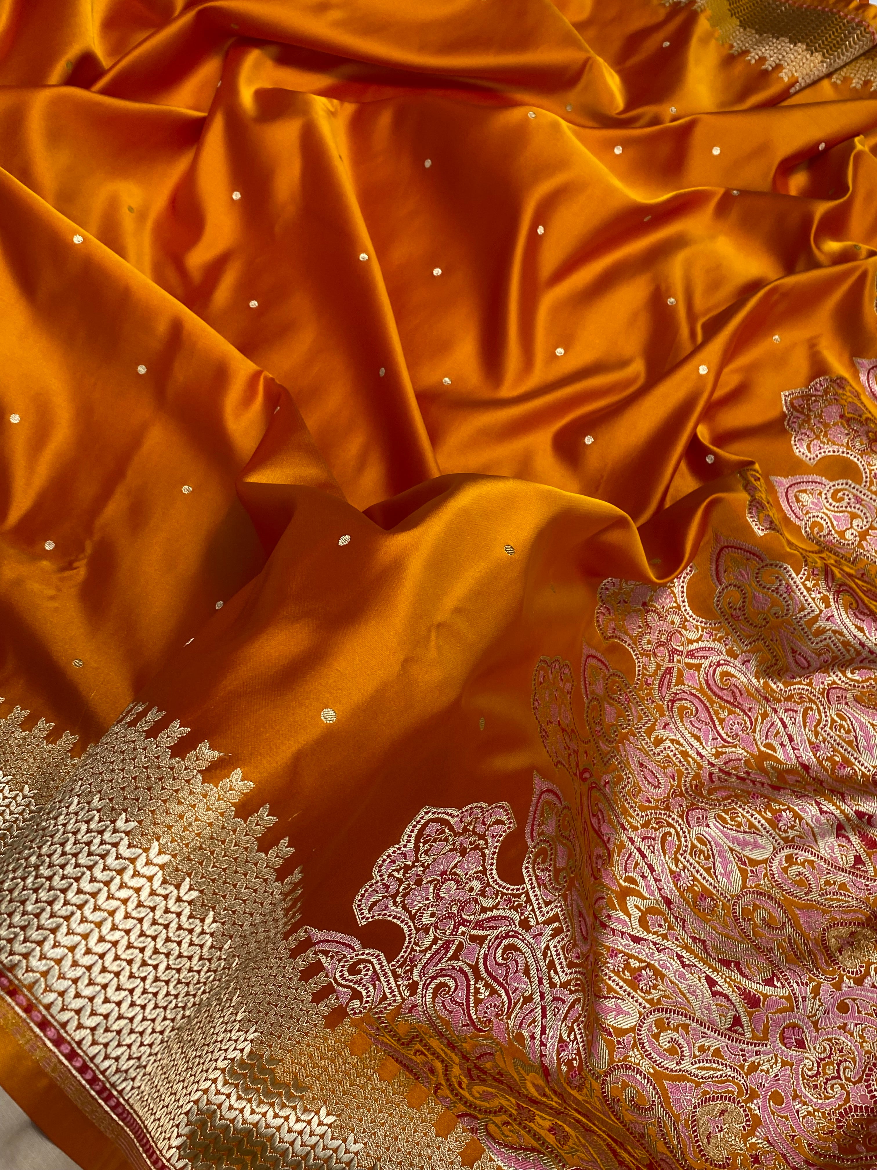 Musturd colour mashru silk banarasi saree