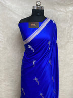Wedding Special Royal Blue Mashru Silk Banarasi Saree with Buti Design