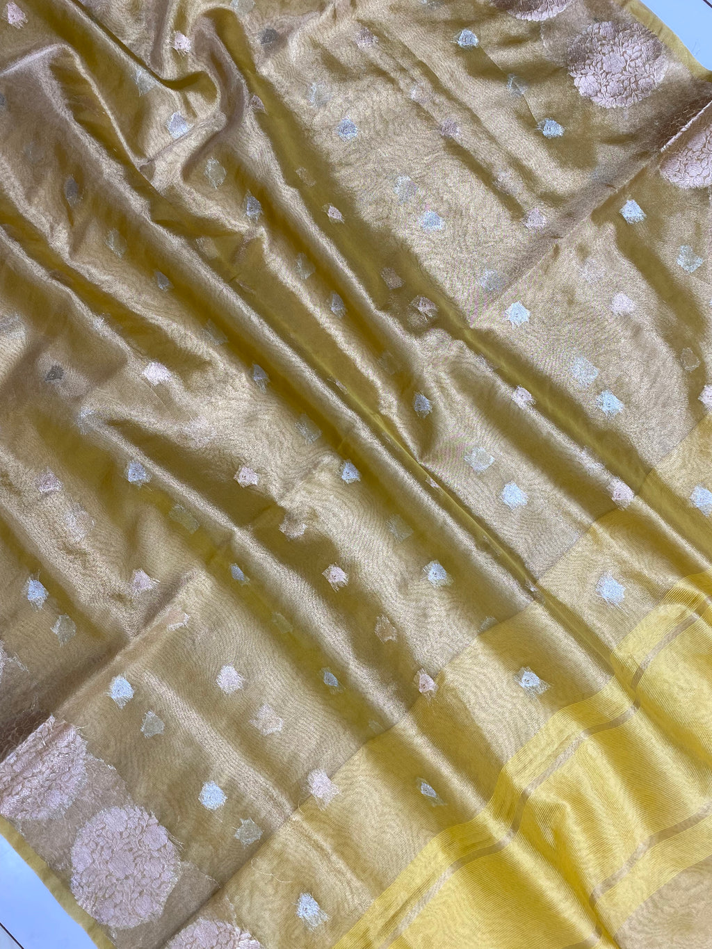 Yellow Tissue Silk Banarasi Saree