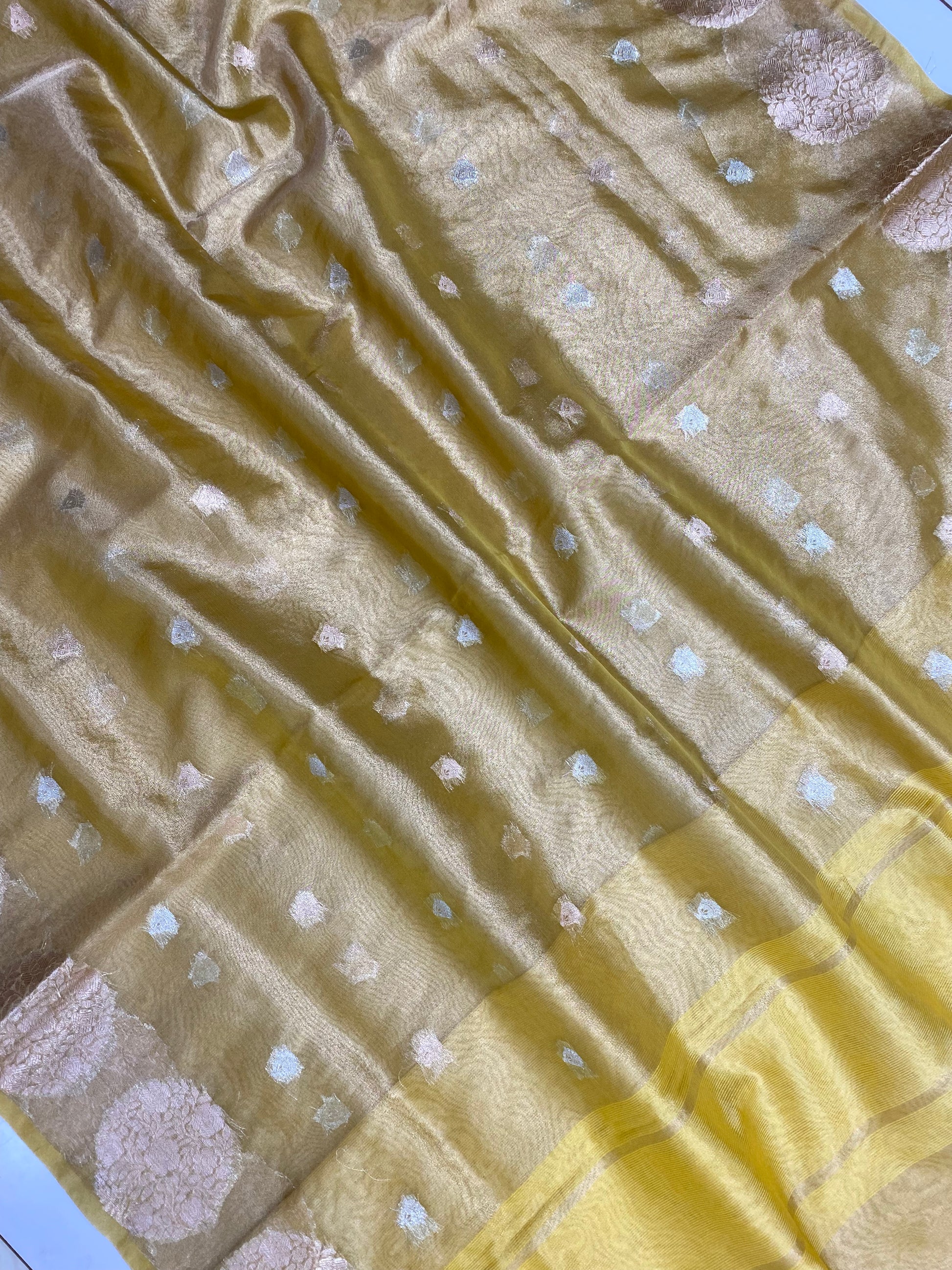 Yellow Tissue Silk Banarasi Saree