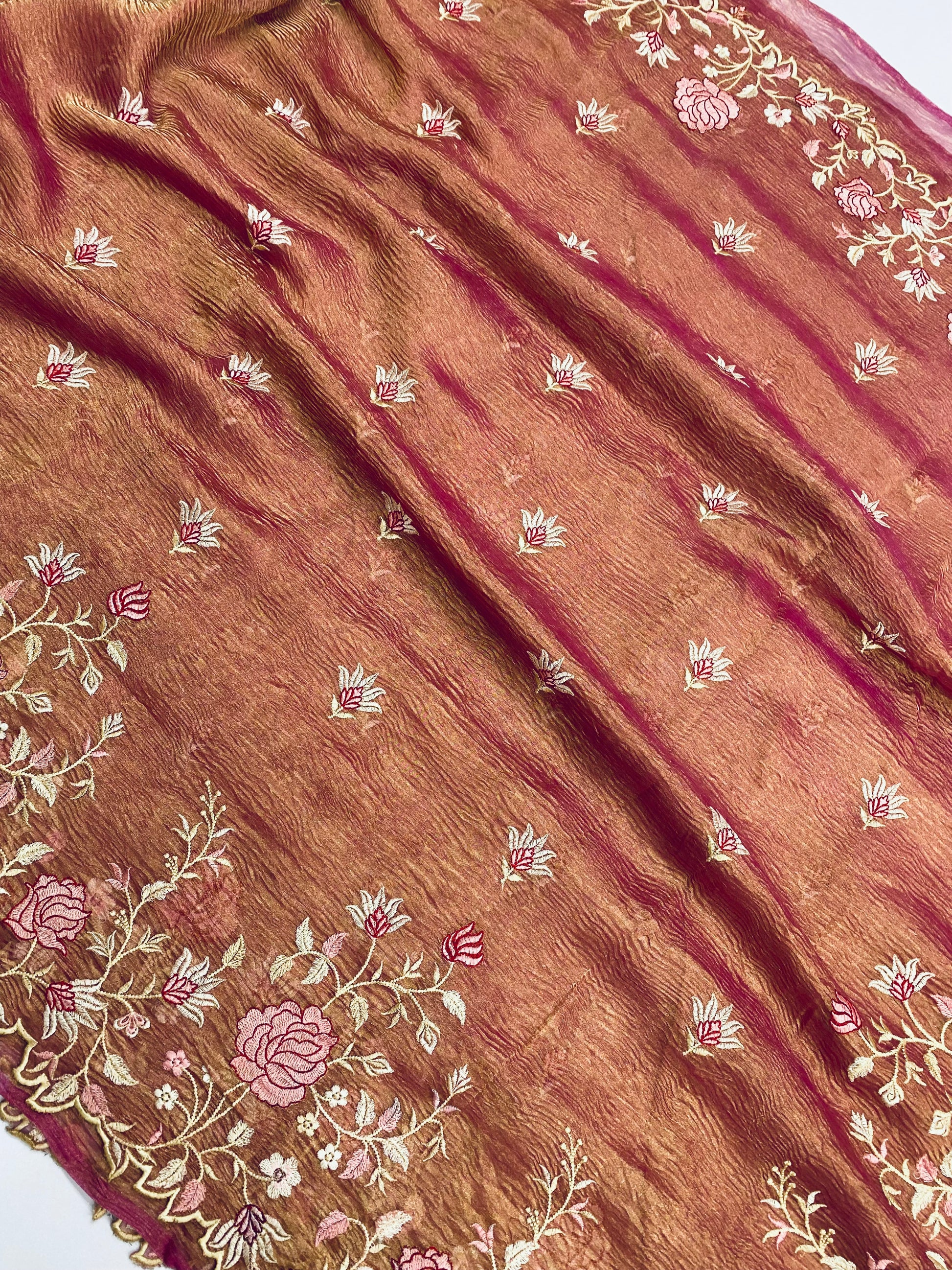 Pure Tissue Silk with hand cutwork Embroidery Banarasi Saree