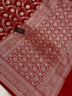 Bridal red colour mashru silk banarasi saree