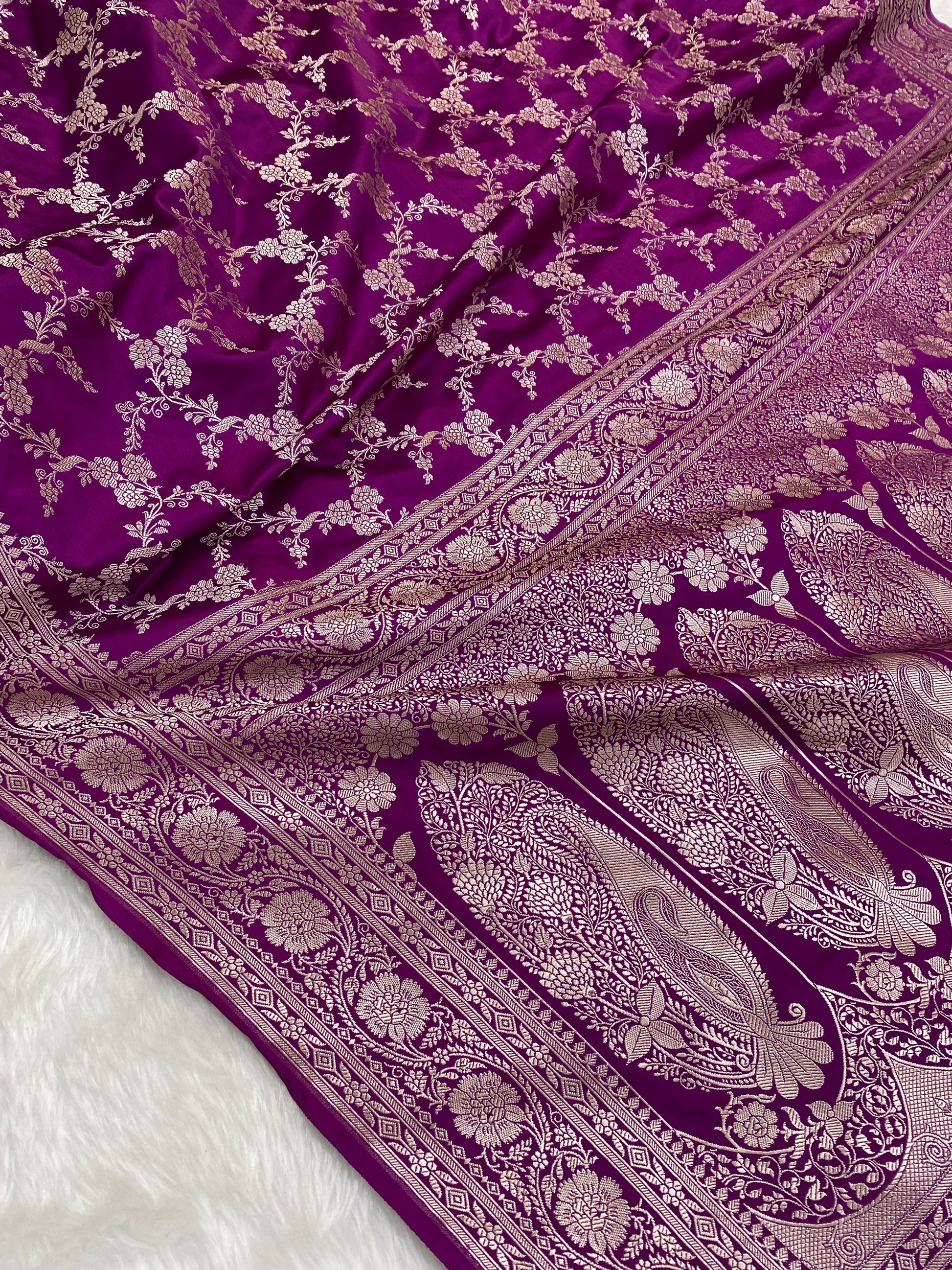 Magenta Mashru Silk Banarasi Saree