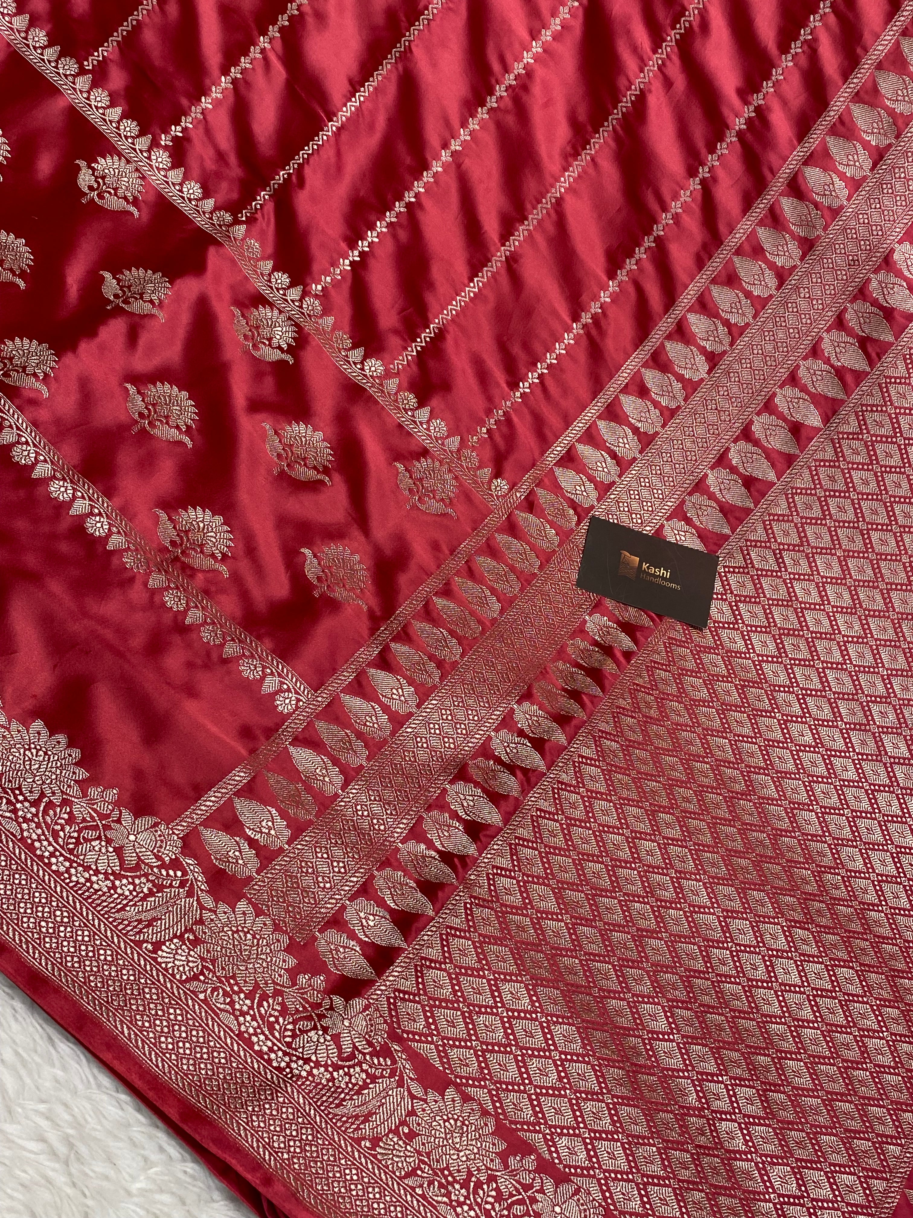 Light peach mashru silk banarasi saree