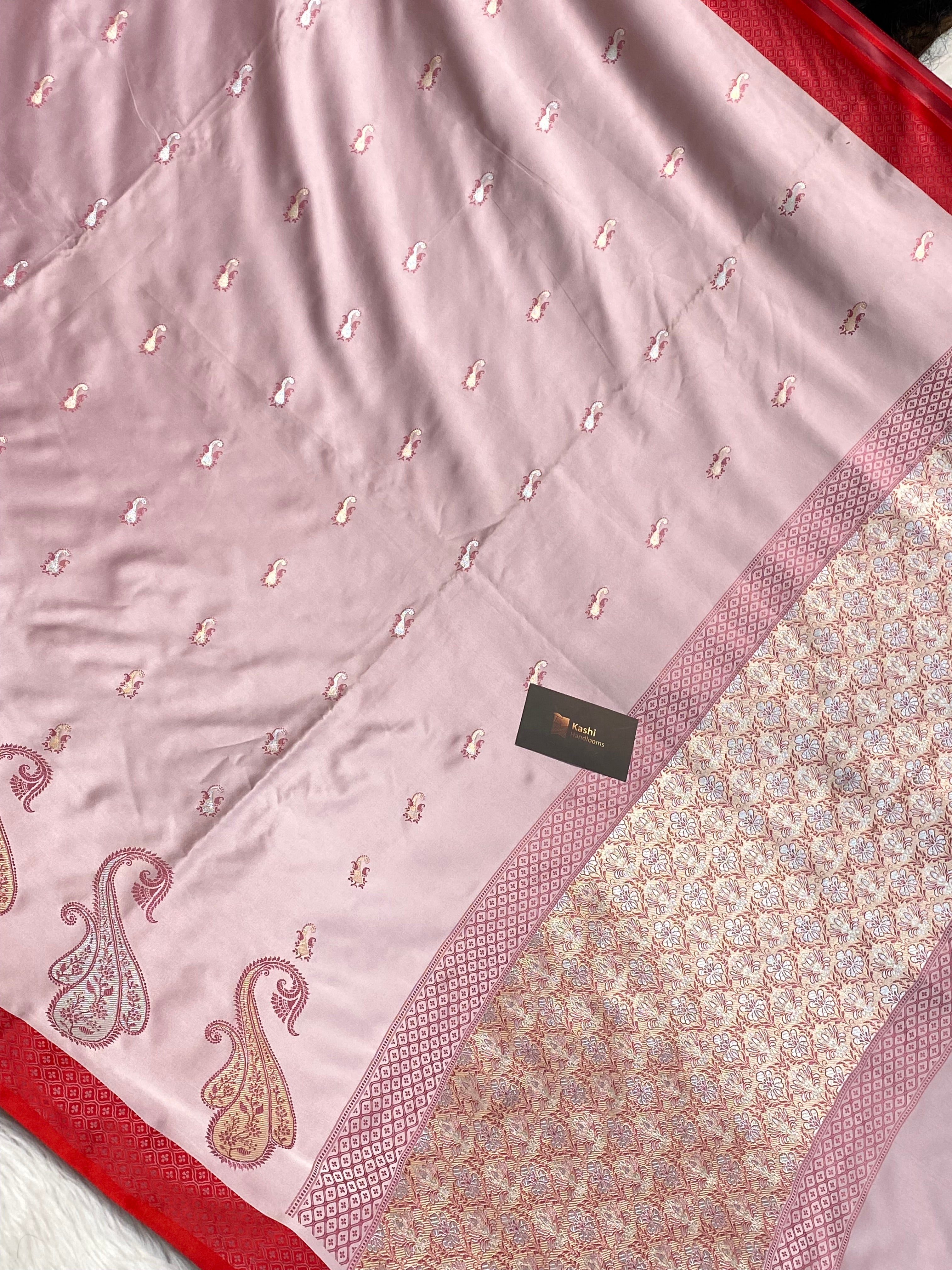 Light Pich Mashru Silk Banarasi Saree