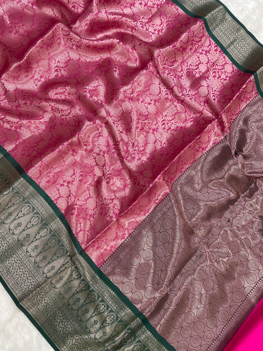 Strawberry Kubera Pattu Tissue Silk Banarasi Saree