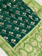 Green monga Silk minakari Banarasi Saree