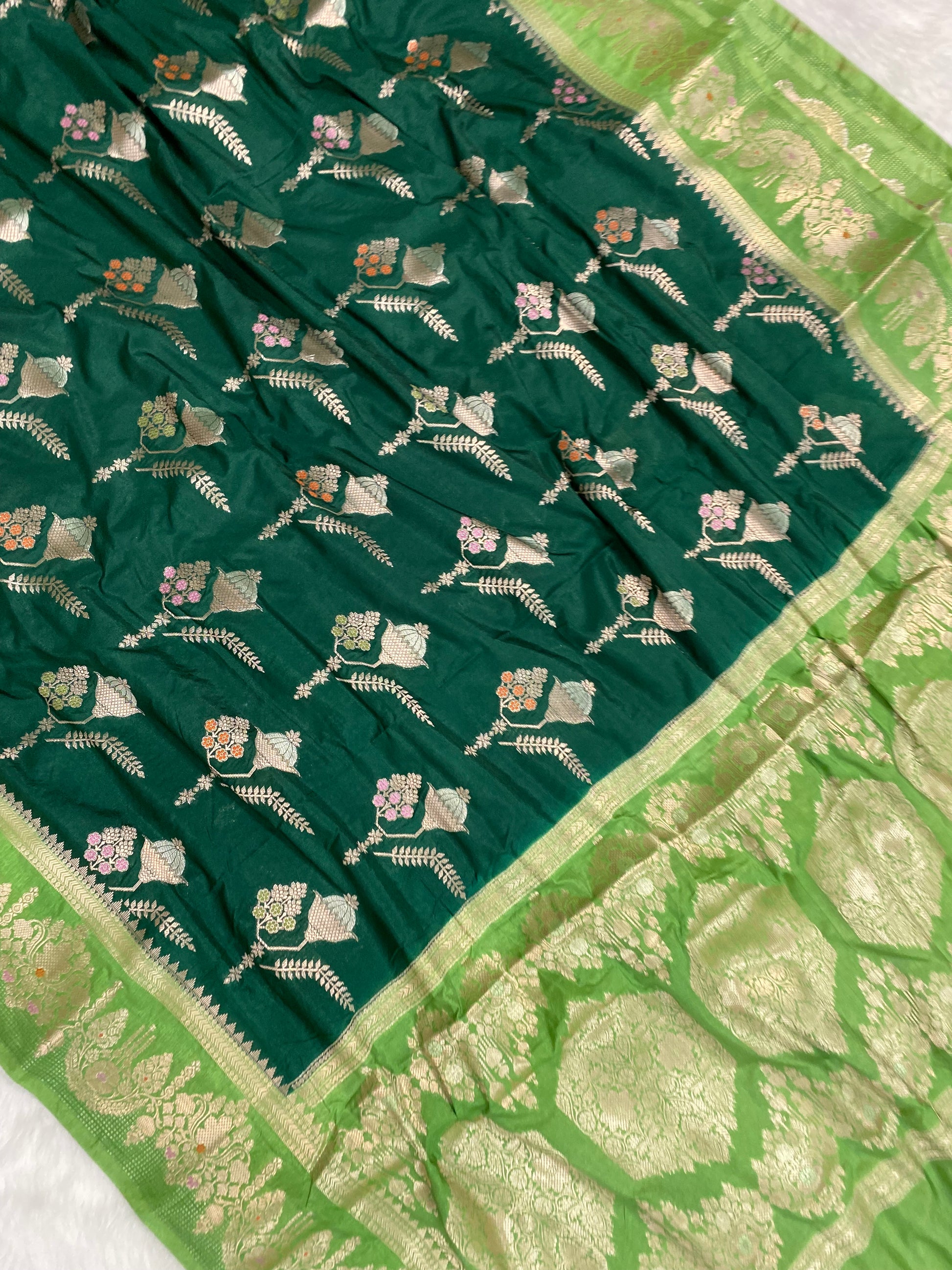 Green Katan Silk Banarasi Saree