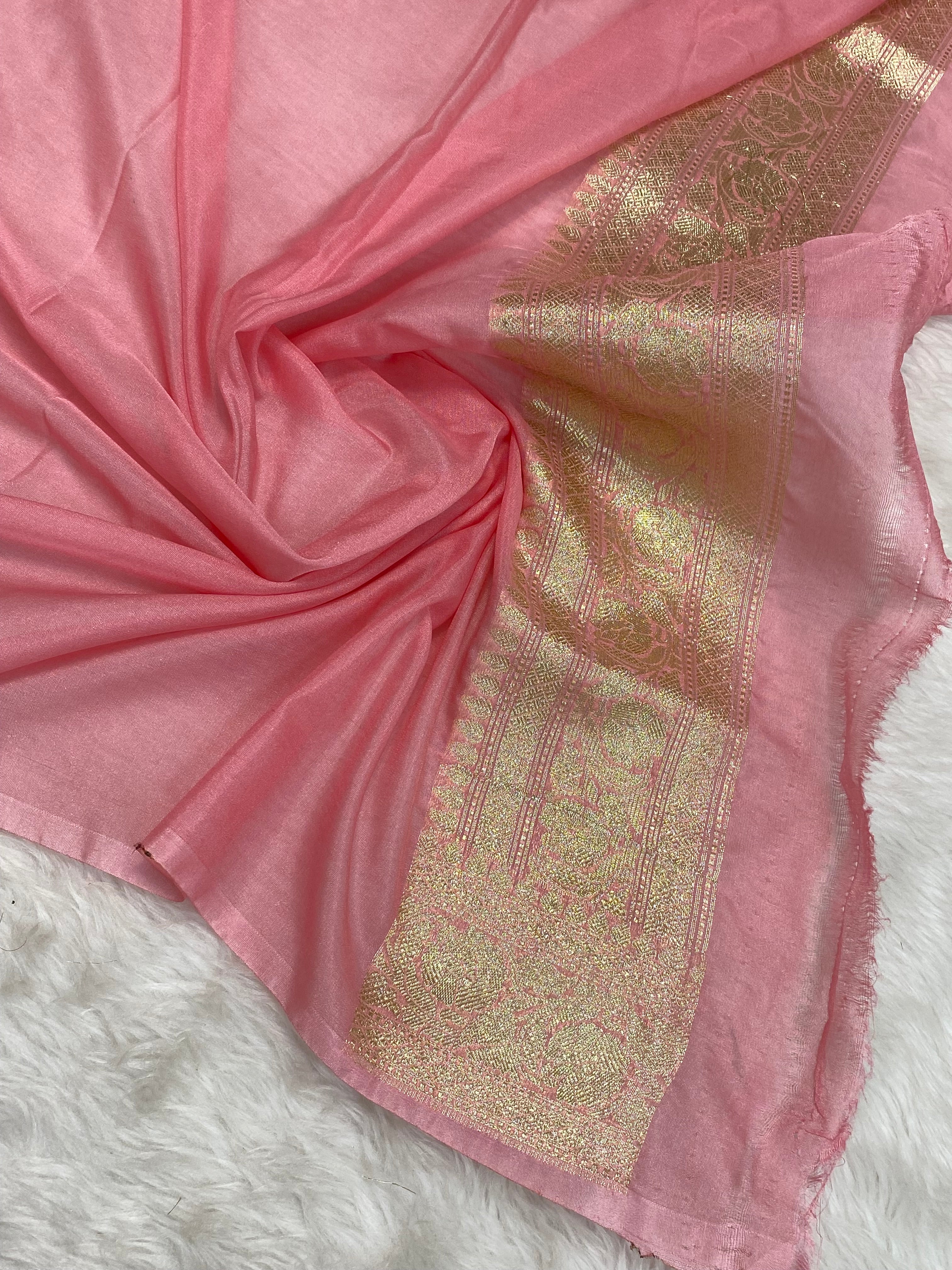 Red Semi Georgette Banarasi Saree