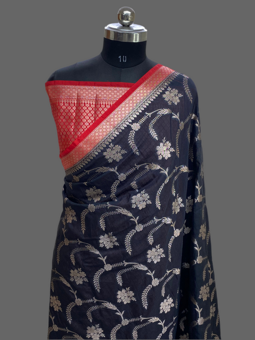 Black Semi Georgette Banarasi Saree