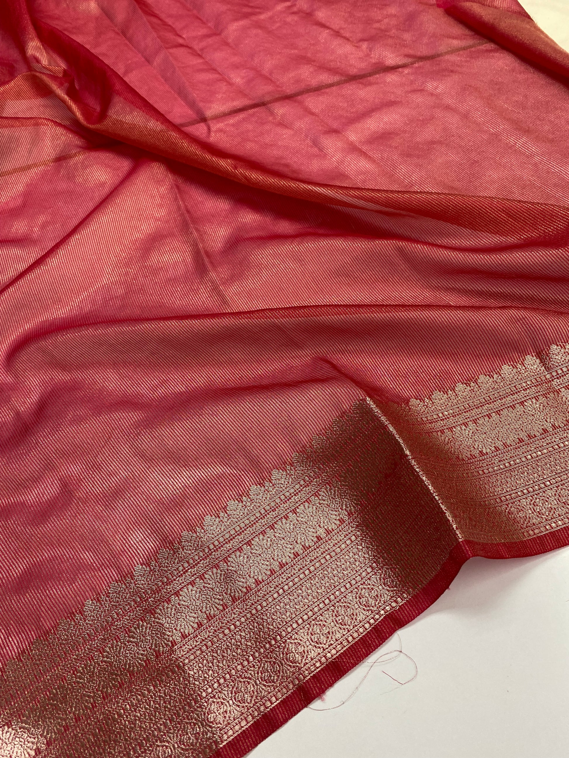 Dark Pink Tissue Silk Banarasi Saree