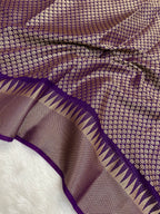 Purple mul cotton Banarasi Saree