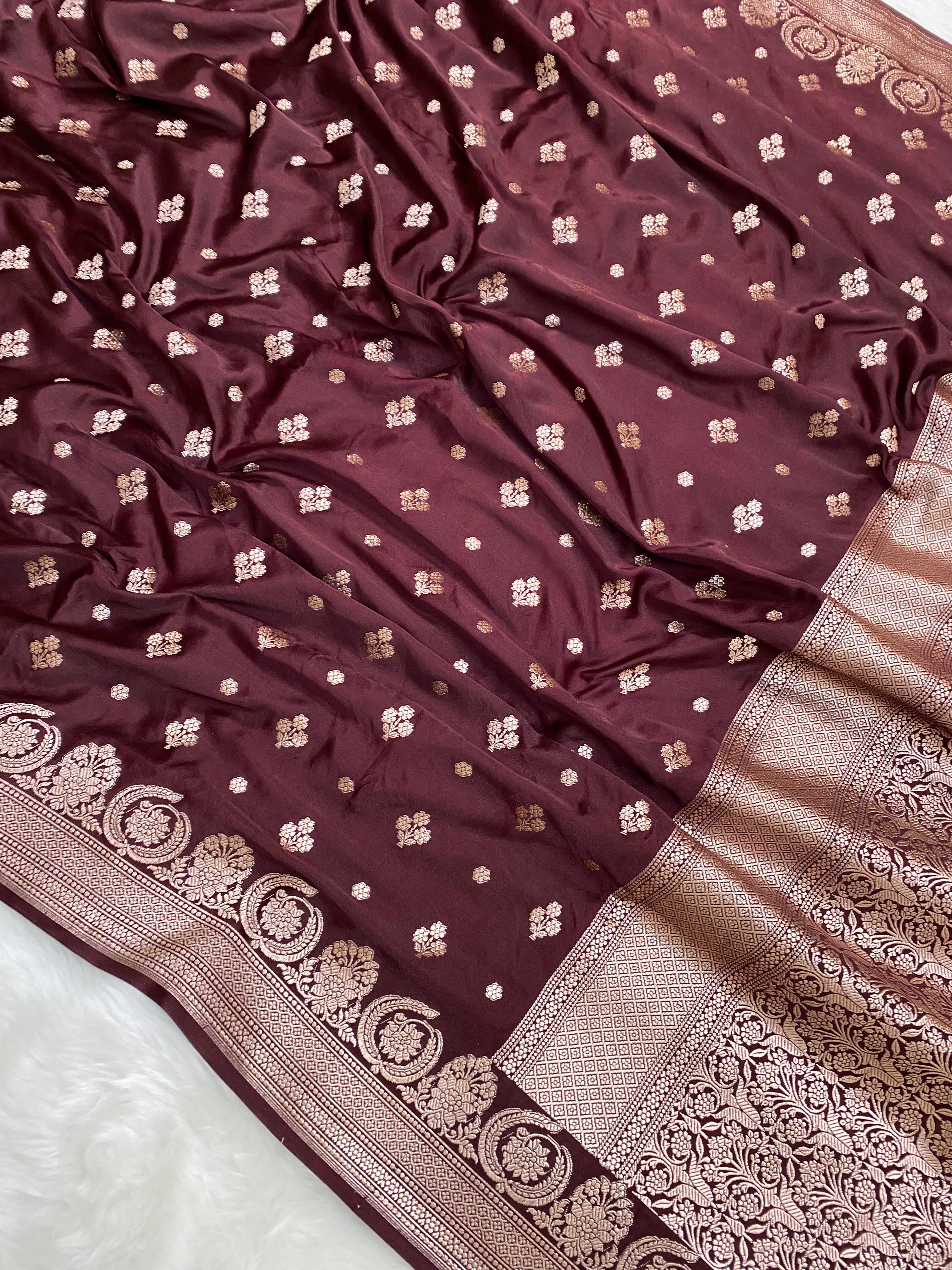 Wine Mashru Silk Banarasi Saree