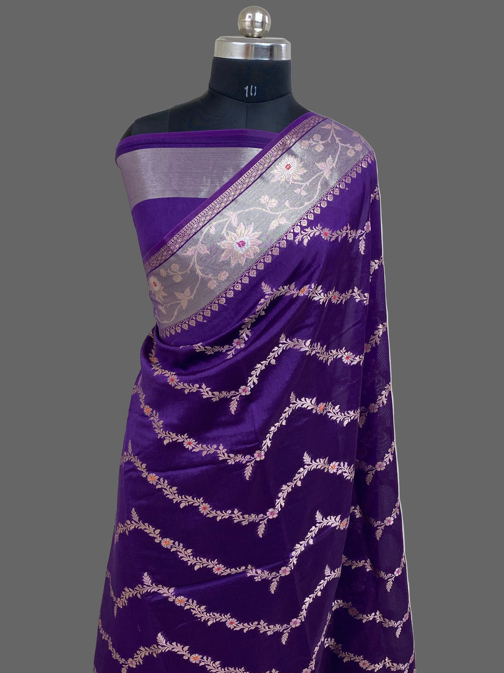 Purple Viscose Cotton Banarasi Saree