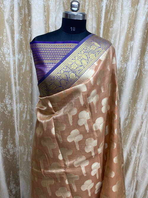 Contrast Border and Pallu Tissue Silk Banarasi Saree