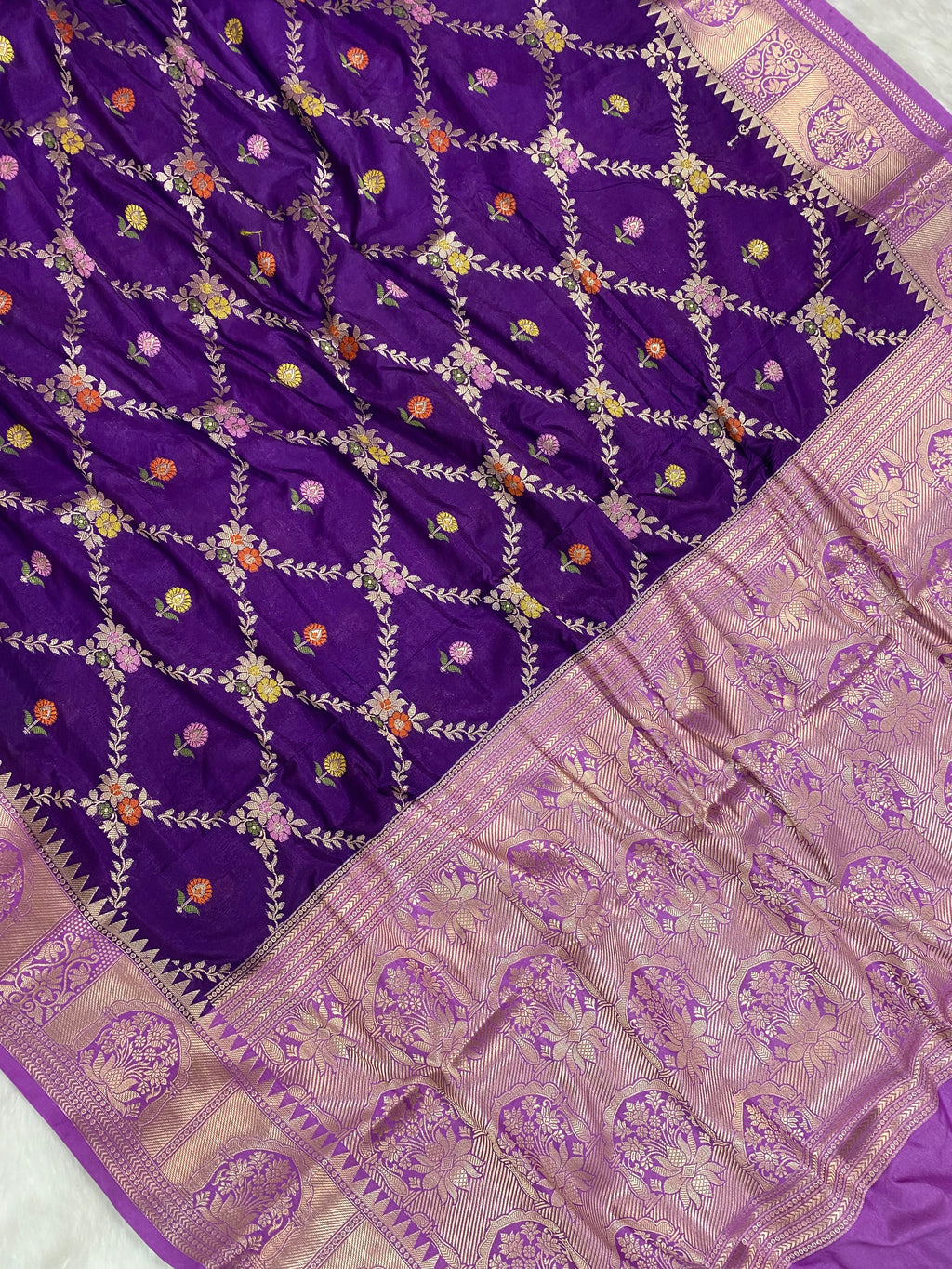 Purple Katan Silk Banarasi Saree