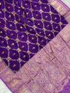 Purple Monga Silk Banarasi Saree