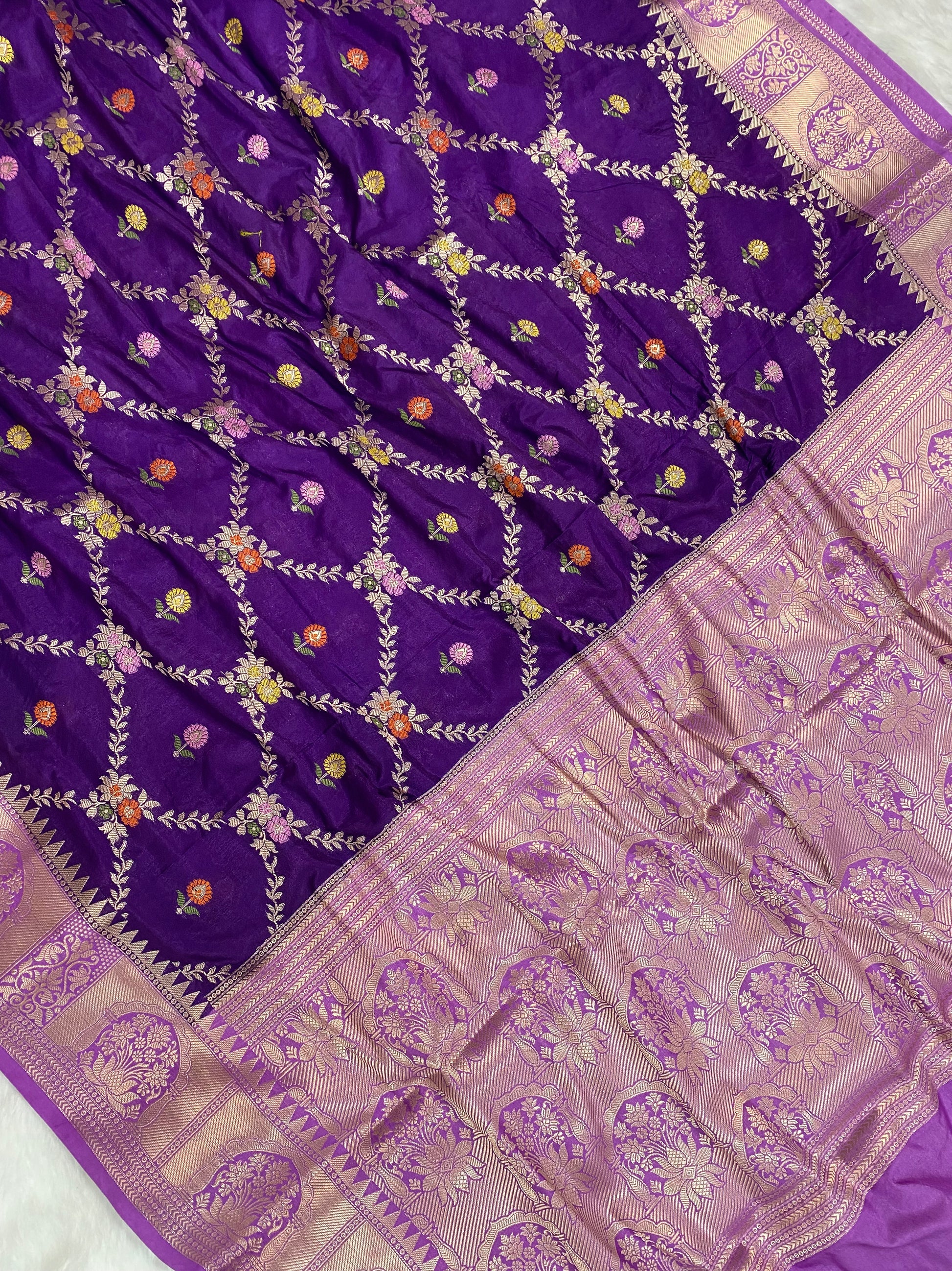 Purple Katan Silk Banarasi Saree