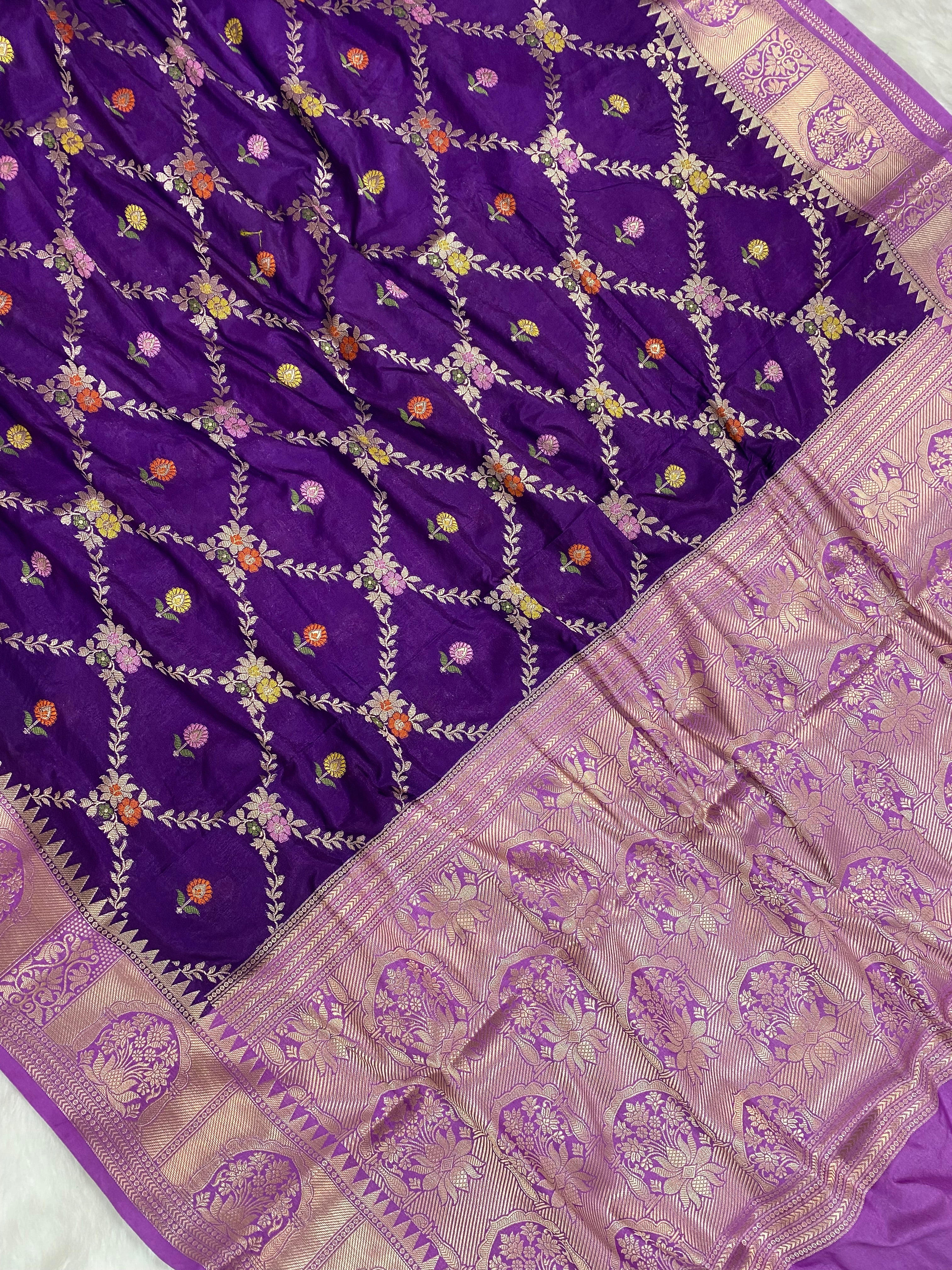 Purple Monga Silk Banarasi Saree