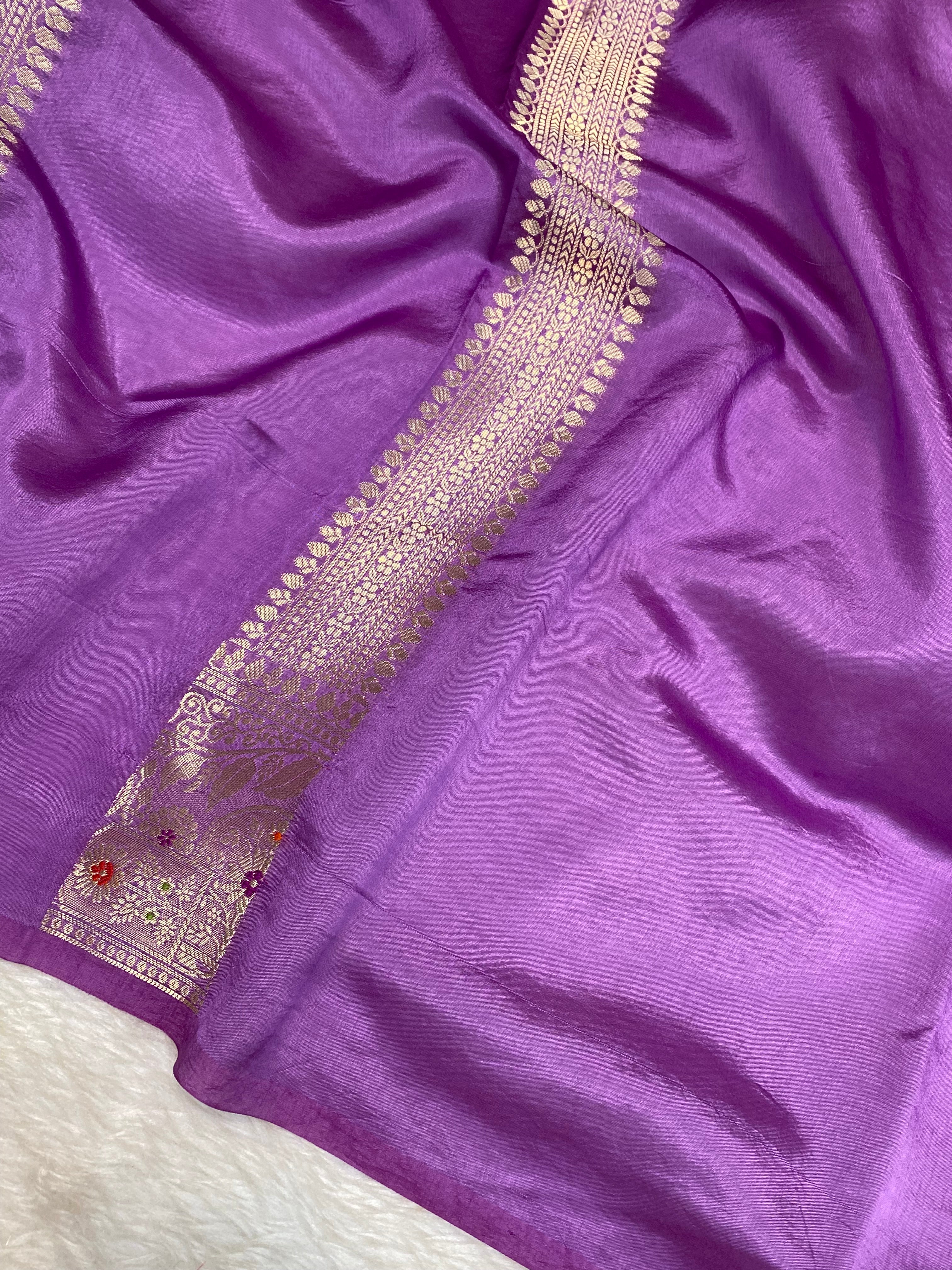 Purple  colour 100% pure cotton Banarasi saree