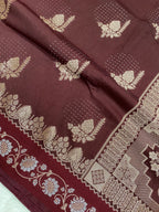 Wine semi Raw Mango Banarasi Saree