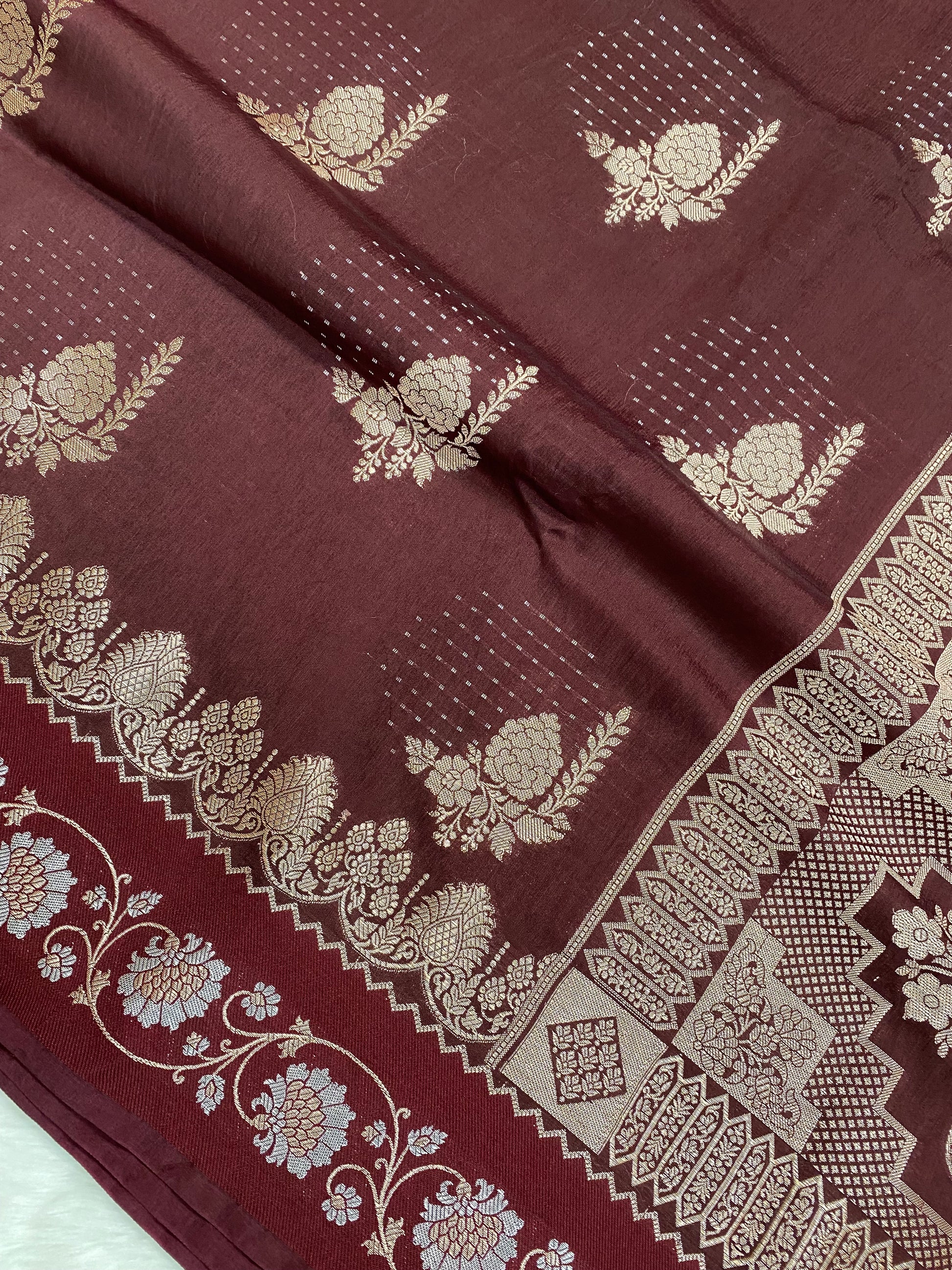 Wine Viscose Banarasi Saree