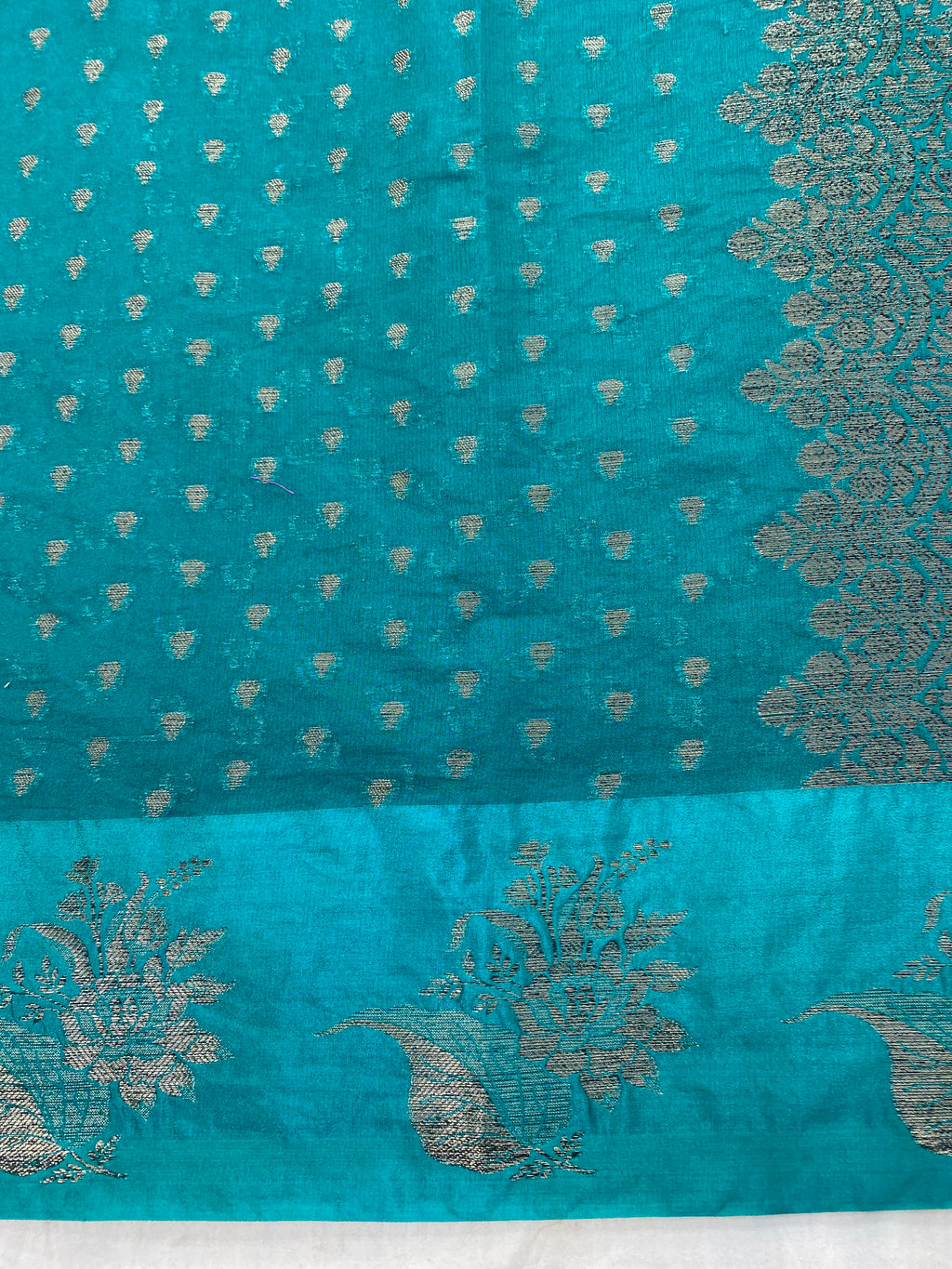 Teal Greem Georgette Banarasi Saree