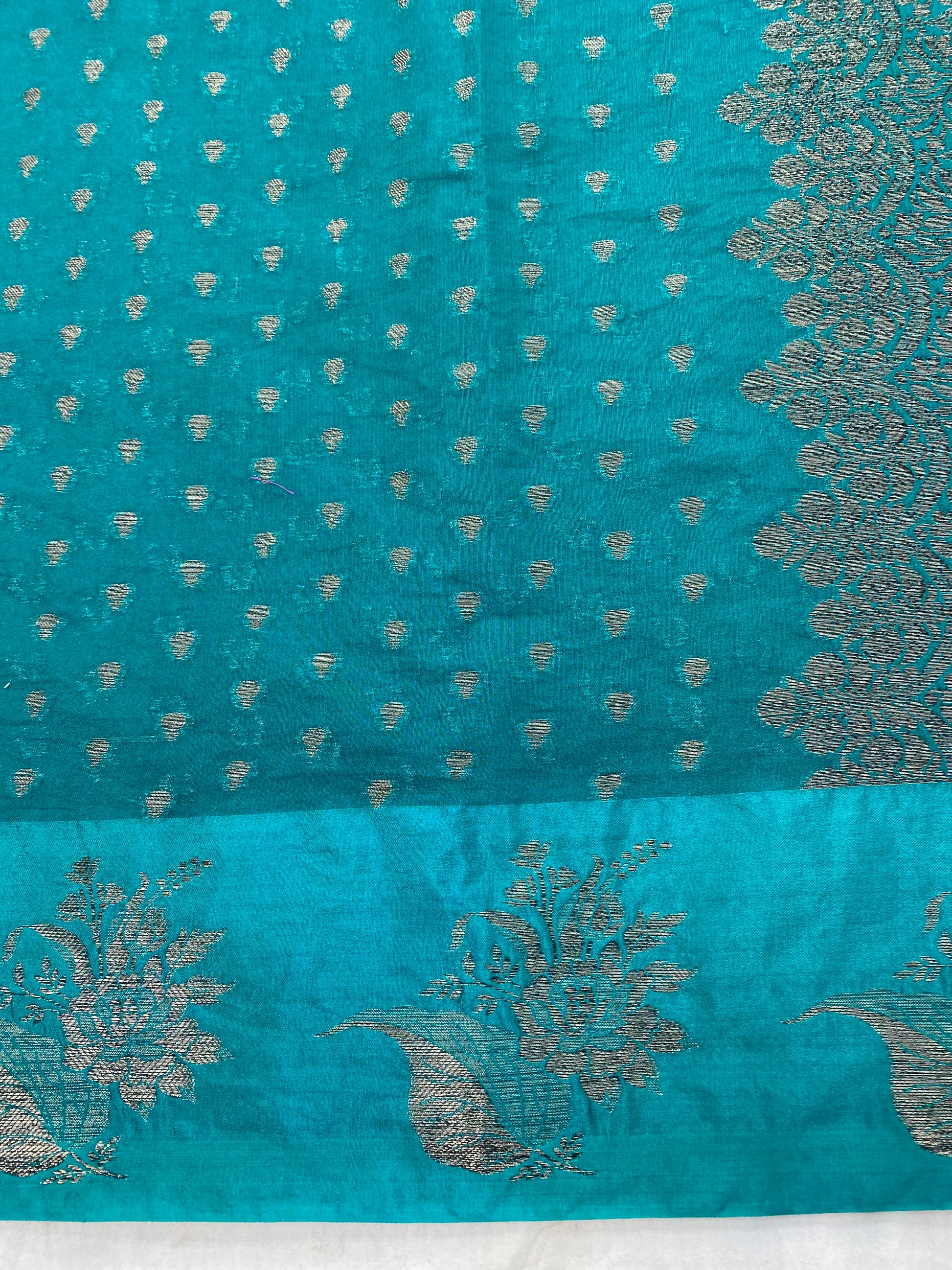 Teal Greem Georgette Banarasi Saree
