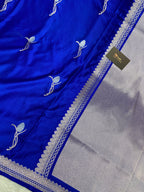 Wedding Special Royal Blue Mashru Silk Banarasi Saree with Buti Design