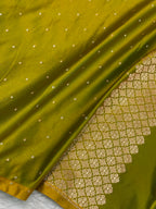 Lime  colour mashru silk banarasi saree